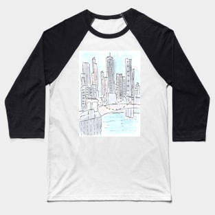 New York. Exterior. Architecture. Tourist place. Watercolor, art decoration, sketch. Illustration hand drawn modern Baseball T-Shirt